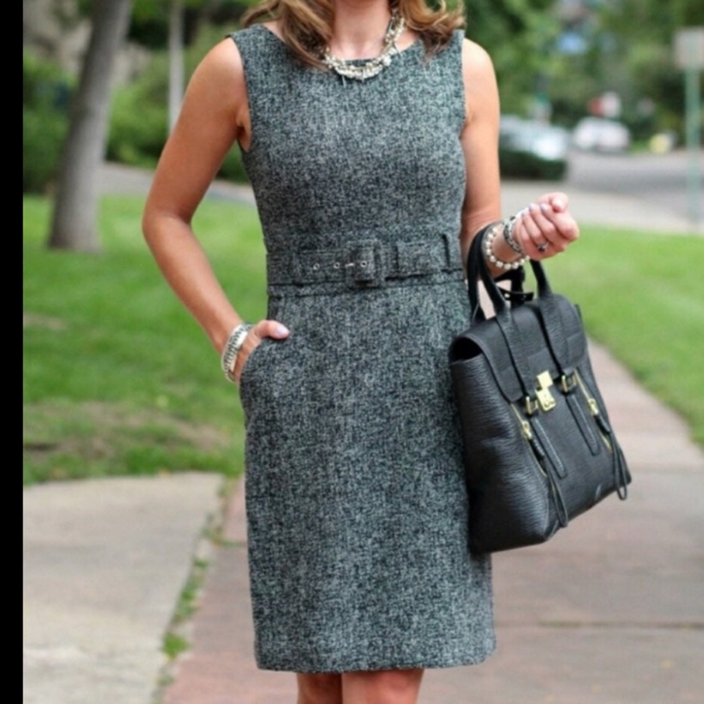 Banana Republic Black & White Wool Bucle' Striped Dress - Picture 8 of 8